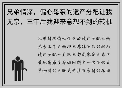 兄弟情深，偏心母亲的遗产分配让我无奈，三年后我迎来意想不到的转机